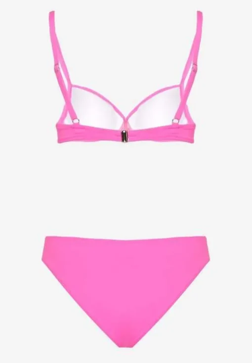 Fuksjowe Bikini Majtki Figi Biustonosz z Trójkątną Aplikacją Natizeria