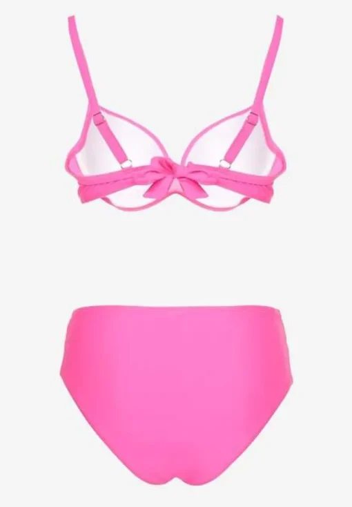 Fuksjowe Bikini Majtki Figi i Biustonosz z Cyrkoniami Tenumela