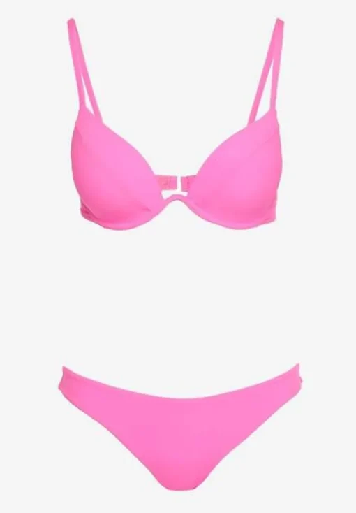 Fuksjowe Bikini Usztywniany Biustonosz z Zapięciem z Tyłu i Majtkami Figami Ermarie