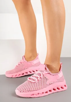 Fuksjowe Buty Sportowe Sneakersy Siateczkowe na Tłoczonej Platformie Lurilia