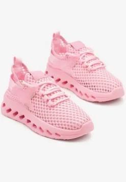 Fuksjowe Buty Sportowe Sneakersy Siateczkowe na Tłoczonej Platformie Lurilia