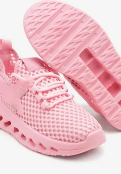 Fuksjowe Buty Sportowe Sneakersy Siateczkowe na Tłoczonej Platformie Lurilia