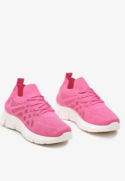 Fuksjowe Buty Sportowe z Elastyczną Wsuwaną Cholewką i Wkładką ze Skóry Naturalnej Rantia