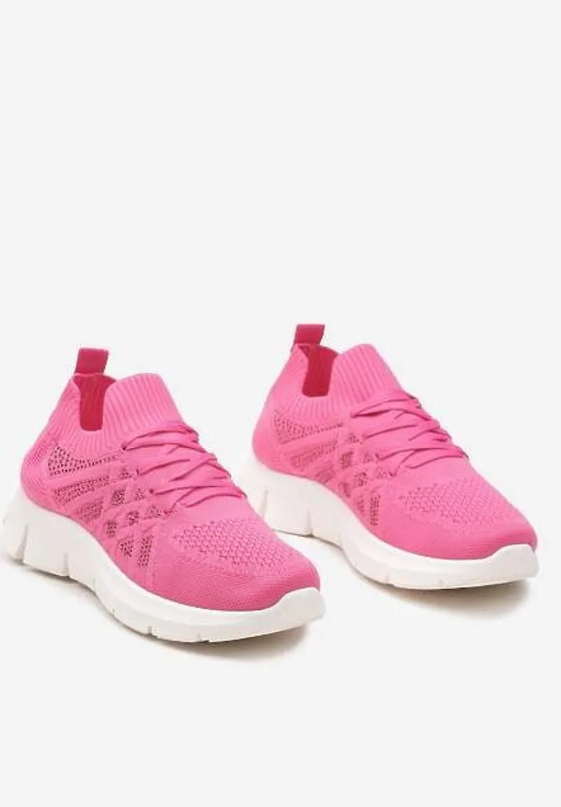 Fuksjowe Buty Sportowe z Elastyczną Wsuwaną Cholewką i Wkładką ze Skóry Naturalnej Rantia