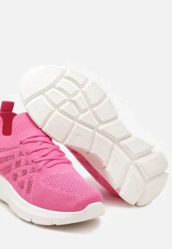 Fuksjowe Buty Sportowe z Elastyczną Wsuwaną Cholewką i Wkładką ze Skóry Naturalnej Rantia