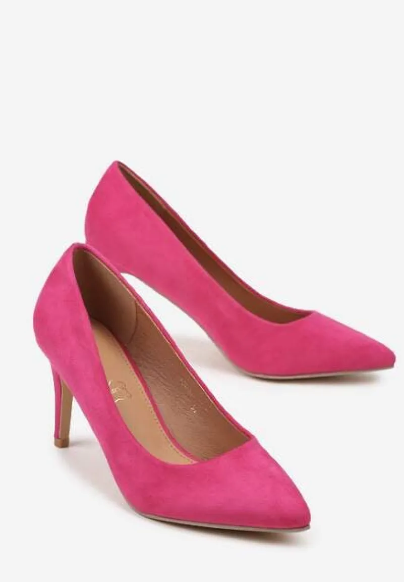 Fuksjowe Casualowe Szpilki Vices z Wkładką ze Skóry Naturalnej Cleinae