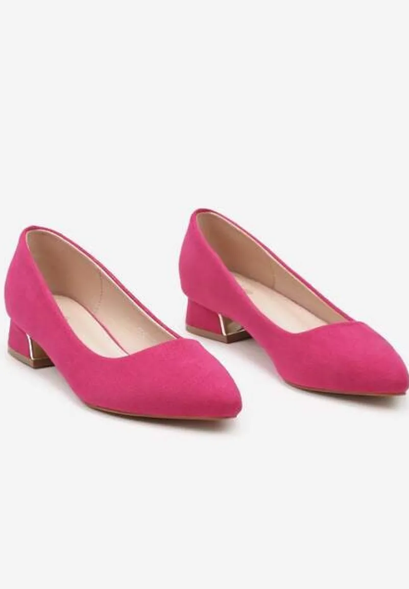 Fuksjowe Czółenka na Słupku Ozdobione Metaliczną Ozdobą Panesha