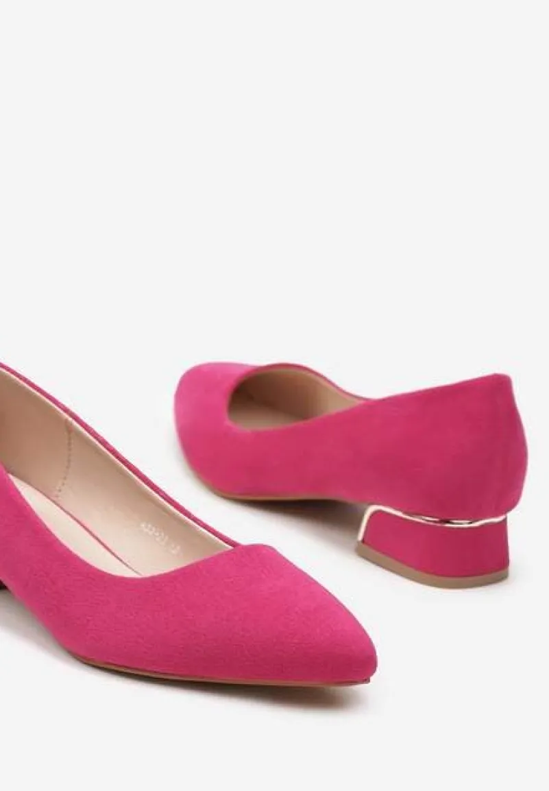 Fuksjowe Czółenka na Słupku Ozdobione Metaliczną Ozdobą Panesha