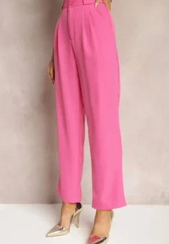 Fuksjowe Eleganckie Spodnie Zapinane na Zamek Błyskawiczny Andantino