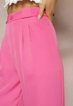 Fuksjowe Eleganckie Spodnie Zapinane na Zamek Błyskawiczny Andantino