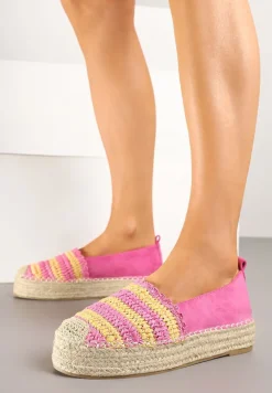 Fuksjowe Espadryle na Platformie Ozdobione Plecionką w Stylu Boho Lelisse