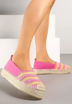 Fuksjowe Espadryle na Platformie Ozdobione Plecionką w Stylu Boho Lelisse