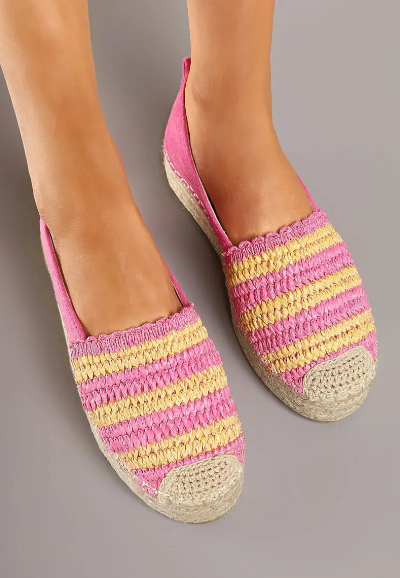 Fuksjowe Espadryle na Platformie Ozdobione Plecionką w Stylu Boho Lelisse