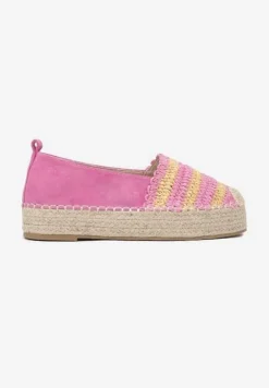 Fuksjowe Espadryle na Platformie Ozdobione Plecionką w Stylu Boho Lelisse