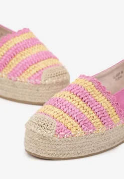 Fuksjowe Espadryle na Platformie Ozdobione Plecionką w Stylu Boho Lelisse