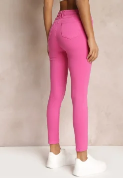 Fuksjowe Jeansy Skinny z Efektem Push Up Karinali
