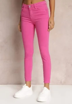 Fuksjowe Jeansy Skinny z Efektem Push Up Karinali