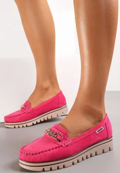Fuksjowe Mokasyny z Łańcuszkiem na Grubej Podeszwie Sinteca