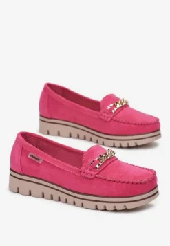Fuksjowe Mokasyny z Łańcuszkiem na Grubej Podeszwie Sinteca