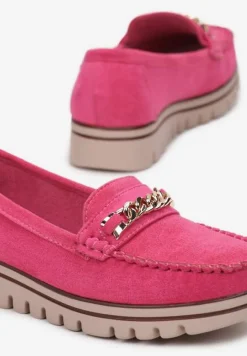 Fuksjowe Mokasyny z Łańcuszkiem na Grubej Podeszwie Sinteca