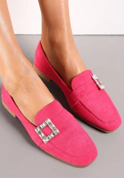 Fuksjowe Mokasyny z Kwadratowym Noskiem i Klamerką w Cyrkonie Maritatia