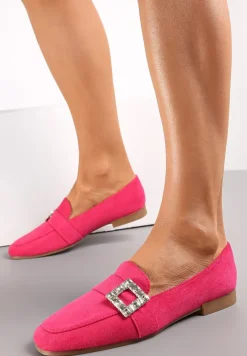 Fuksjowe Mokasyny z Kwadratowym Noskiem i Klamerką w Cyrkonie Maritatia