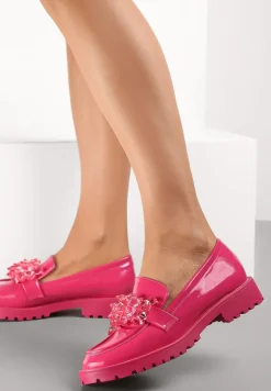 Fuksjowe Mokasyny z Wkładką ze Skóry Naturalnej Kanaya