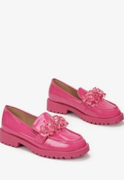 Fuksjowe Mokasyny z Wkładką ze Skóry Naturalnej Kanaya