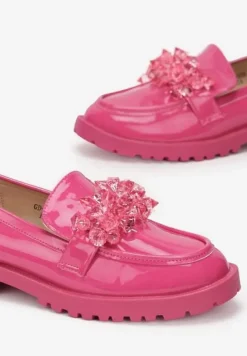 Fuksjowe Mokasyny z Wkładką ze Skóry Naturalnej Kanaya