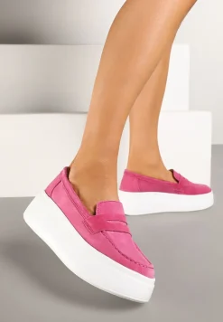 Fuksjowe Mokasyny ze Skóry Naturalnej na Platformie Eleanine