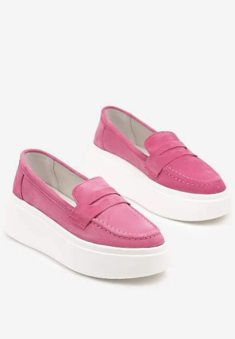 Fuksjowe Mokasyny ze Skóry Naturalnej na Platformie Eleanine