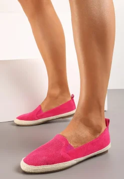 Fuksjowe Płaskie Espadryle z Ekozamszu z Ozdobną Perforacją Nrissa