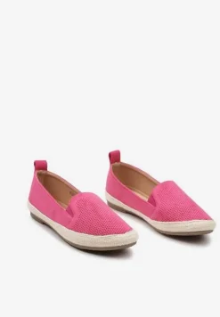 Fuksjowe Płaskie Espadryle z Ekozamszu z Ozdobną Perforacją Nrissa