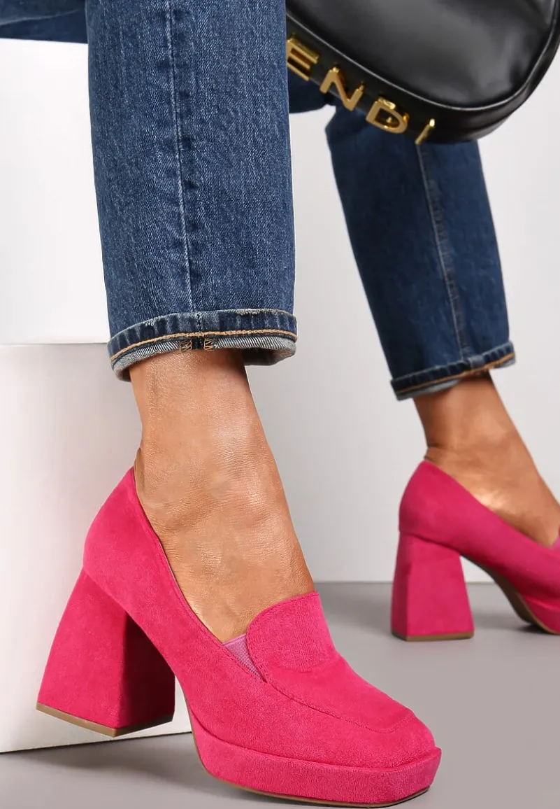 Fuksjowe Półbuty na Geometrycznym Słupku z Kwadratowym Noskiem Vathuvie