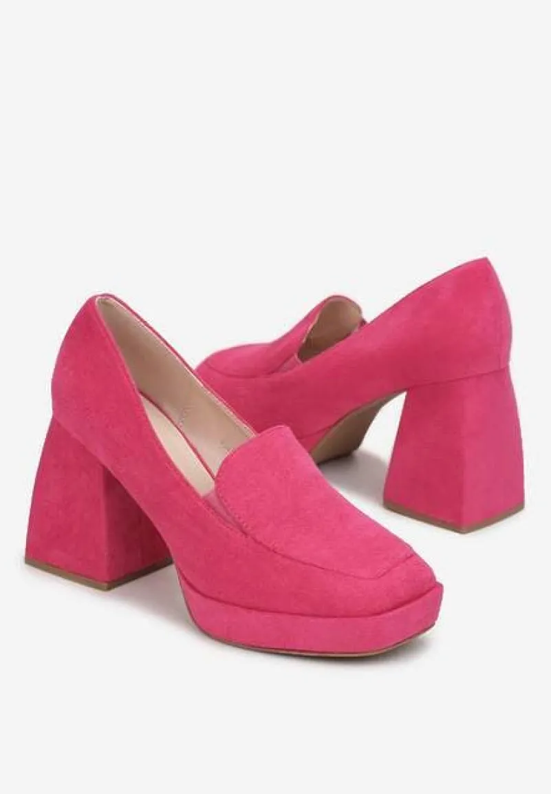 Fuksjowe Półbuty na Geometrycznym Słupku z Kwadratowym Noskiem Vathuvie