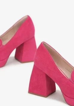 Fuksjowe Półbuty na Geometrycznym Słupku z Kwadratowym Noskiem Vathuvie