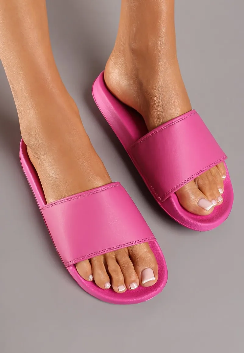 Fuksjowe Piankowe Klapki na Płaskiej Podeszwie Vikimae