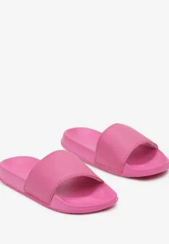 Fuksjowe Piankowe Klapki na Płaskiej Podeszwie Vikimae