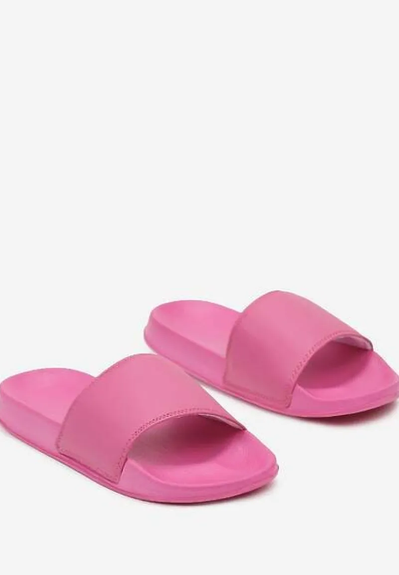 Fuksjowe Piankowe Klapki na Płaskiej Podeszwie Vikimae