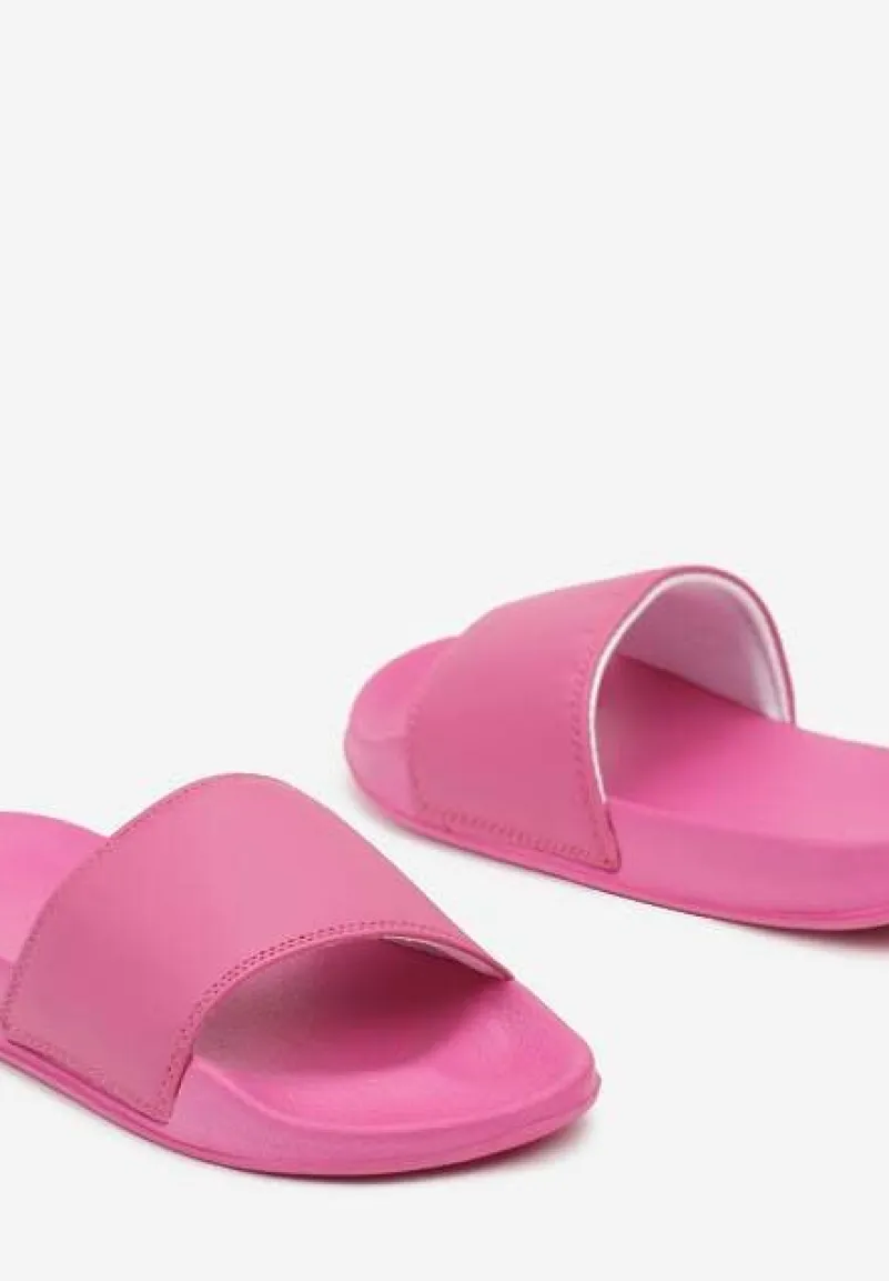 Fuksjowe Piankowe Klapki na Płaskiej Podeszwie Vikimae