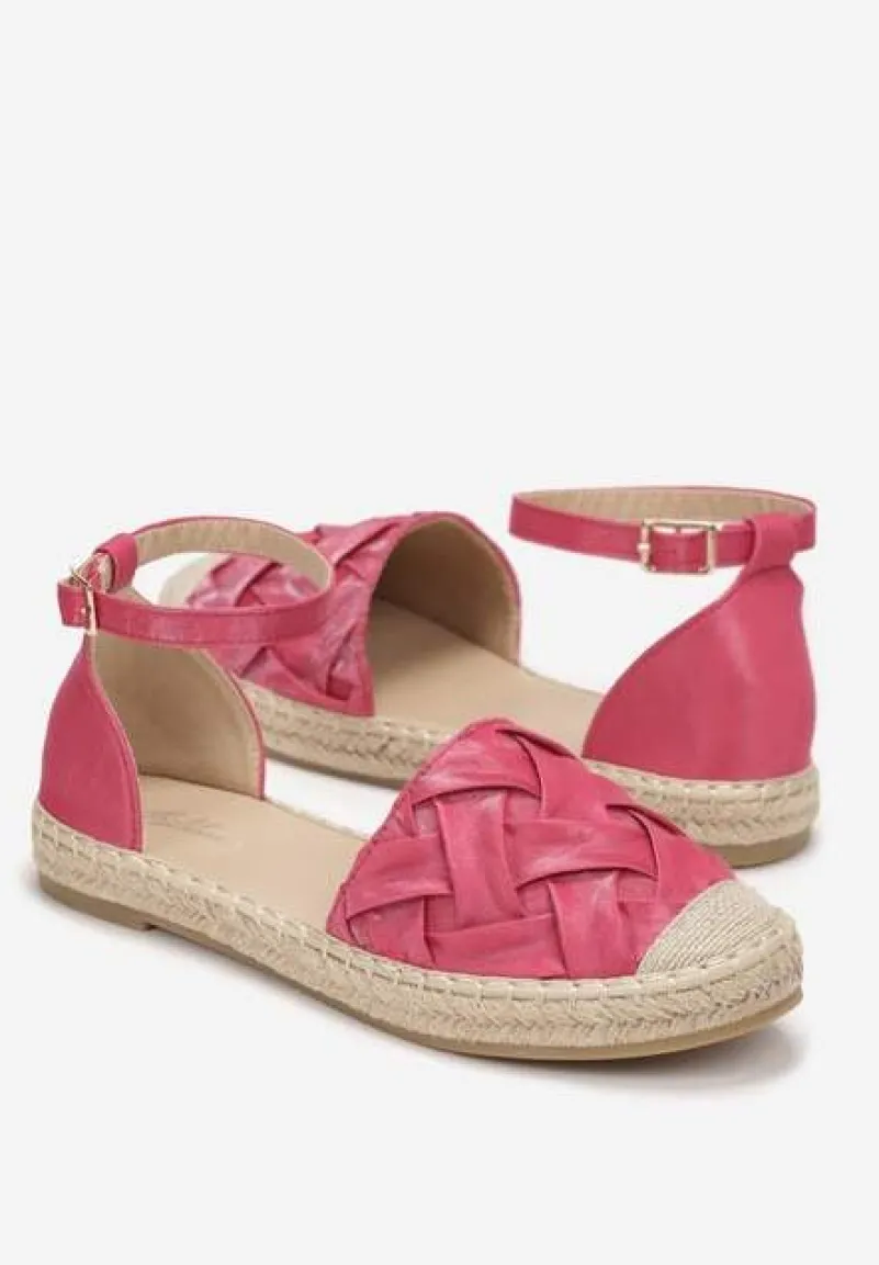 Fuksjowe Sandały Ozdobione Plecionką z Juty w Stylu Espadryli Zivena
