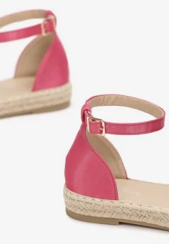 Fuksjowe Sandały Ozdobione Plecionką z Juty w Stylu Espadryli Zivena