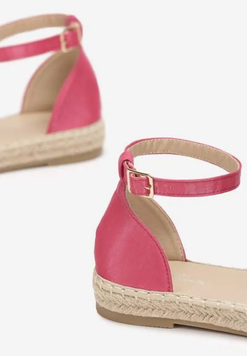 Fuksjowe Sandały Ozdobione Plecionką z Juty w Stylu Espadryli Zivena