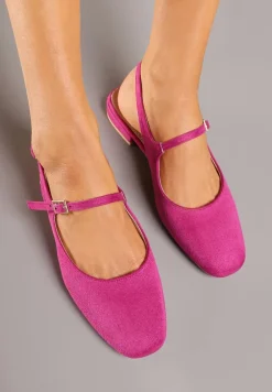 Fuksjowe Sandały Slingback Vices z Wkładką ze Skóry Naturalnej Sovritia