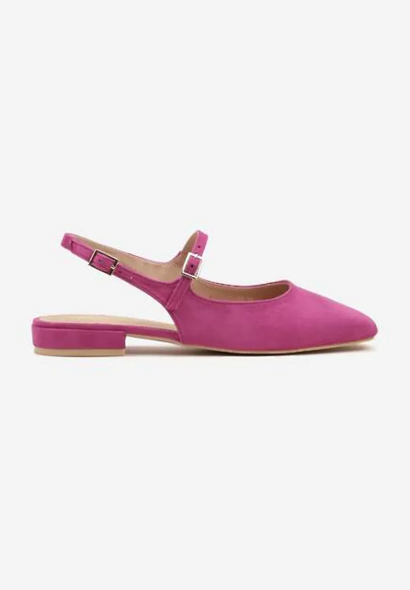 Fuksjowe Sandały Slingback Vices z Wkładką ze Skóry Naturalnej Sovritia