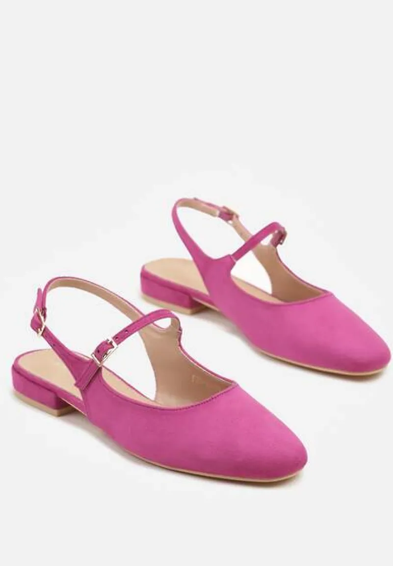 Fuksjowe Sandały Slingback Vices z Wkładką ze Skóry Naturalnej Sovritia