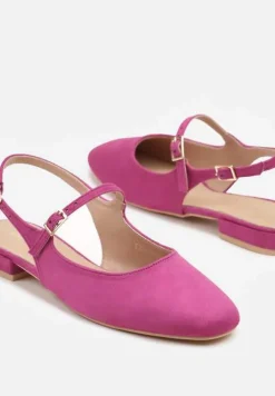 Fuksjowe Sandały Slingback Vices z Wkładką ze Skóry Naturalnej Sovritia