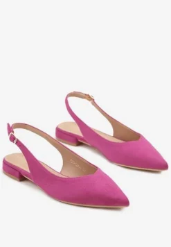 Fuksjowe Sandały Slingback Vices z Wkładką ze Skóry Naturalnej Annisae