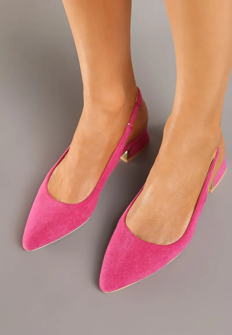 Fuksjowe Sandały Vices na Stożku z Wkładką ze Skóry Naturalnej Bez Pięty Selenis