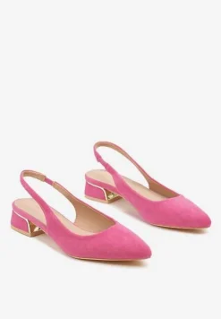 Fuksjowe Sandały Vices na Stożku z Wkładką ze Skóry Naturalnej Bez Pięty Selenis